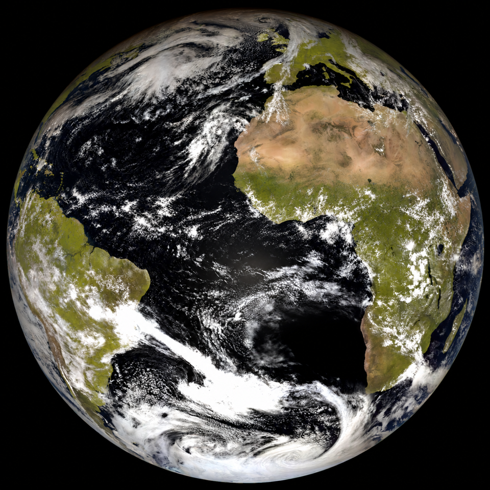 Elektro-L3 full-disk colour image over the Atlantic, Europe and Africa, received by OE3HWC